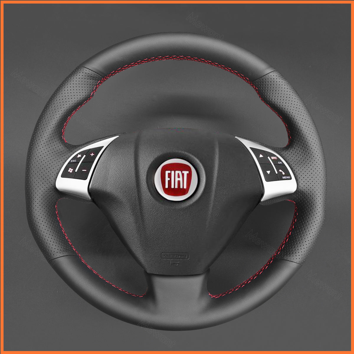 MEWANT Steering Wheel Cover for Fiat Punto 2007-2019 / Bravo 2007-2019 / Linea 2007-2019 / Qubo 2008-2015 / Doblo 2010-2014 / Grande Punto 2005-2019 /