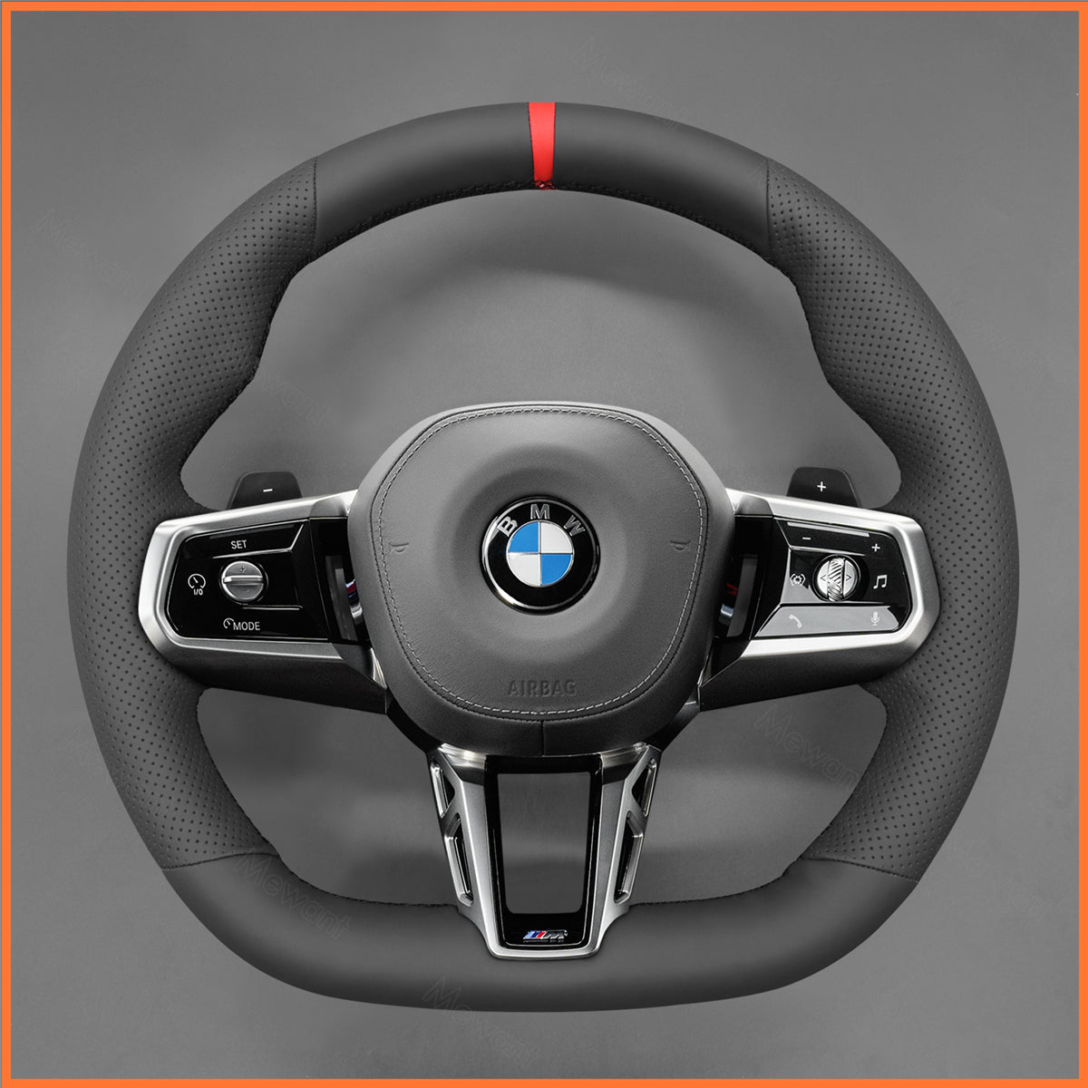 MEWANT Steering Wheel Cover for BMW (M Sport) 5 Series G60 / G61 (Touring) / 7 Series G70 2022-2024 / i5 G60 G61 i7 G70 2022-2024
