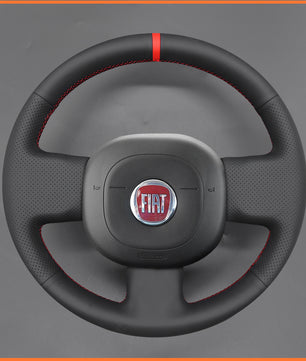 MEWANT Lenkradbezug Kompatibel mit FIAT Panda 2012-2024 Gummilenkrad ohne Multifunktiontaste per Hand Nähen Lenkradschoner