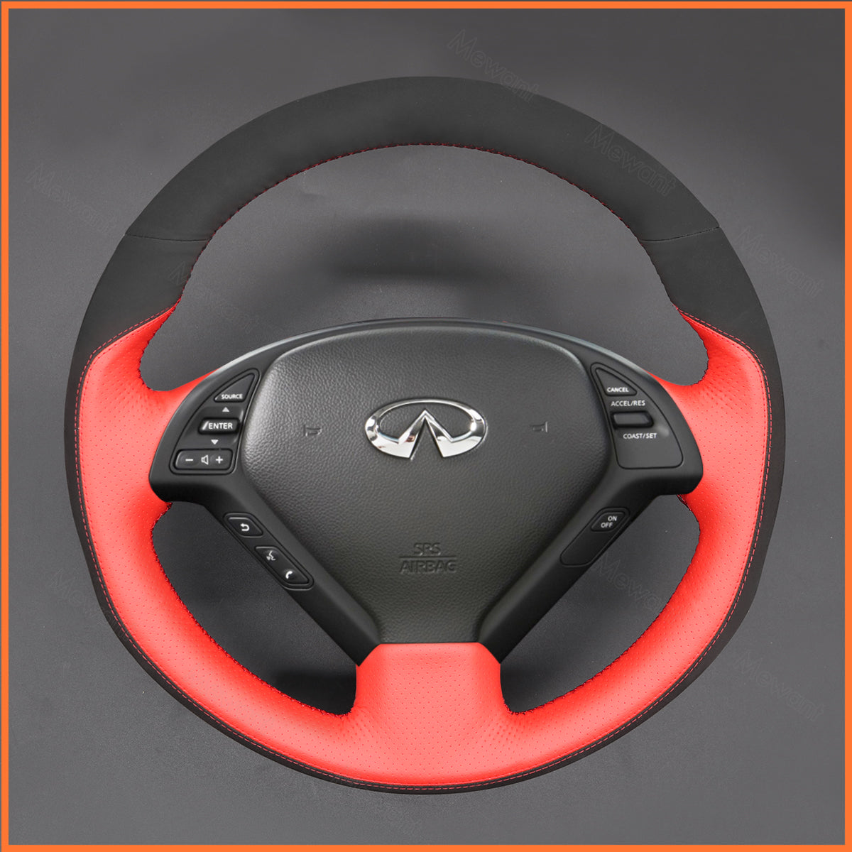 MEWANT Steering Wheel Cover for Infiniti G37 2008-2013 / EX EX30 EX35 EX37 2009-2013 / Q60 2014-2015 / QX50 2015-2017 for Nissan Skyline 2006-2014