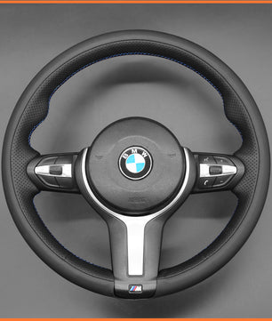 MEWANT Steering Wheel Cover for BMW F87 M2 F80 M3 F82 M4 M5 F12 F13 M6 F85 X2 X5 M F86 X6 M F33 F30 M Sport Hand-Stitched Car Steering Wrap