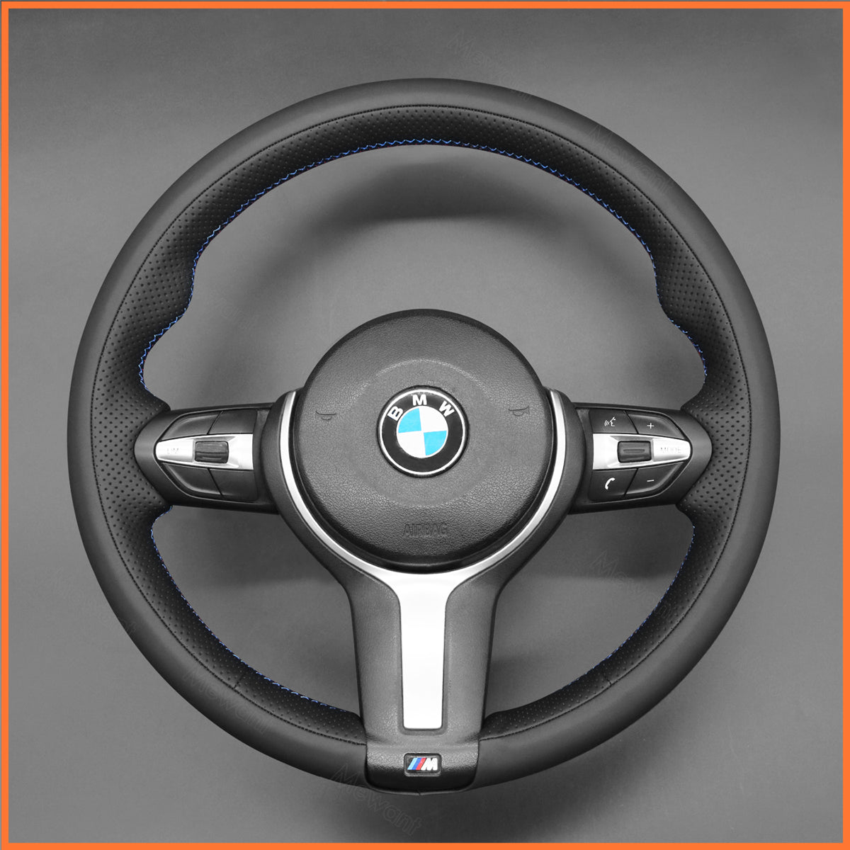 MEWANT Steering Wheel Cover for BMW F87 M2 F80 M3 F82 M4 M5 F12 F13 M6 F85 X2 X5 M F86 X6 M F33 F30 M Sport Hand-Stitched Car Steering Wrap