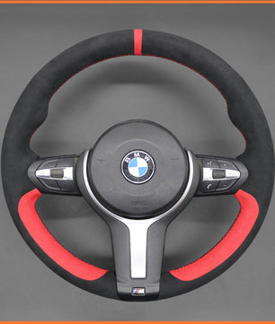 MEWANT Steering Wheel Cover for BMW F87 M2 F80 M3 F82 M4 M5 F12 F13 M6 F85 X2 X5 M F86 X6 M F33 F30 M Sport Hand-Stitched Car Steering Wrap
