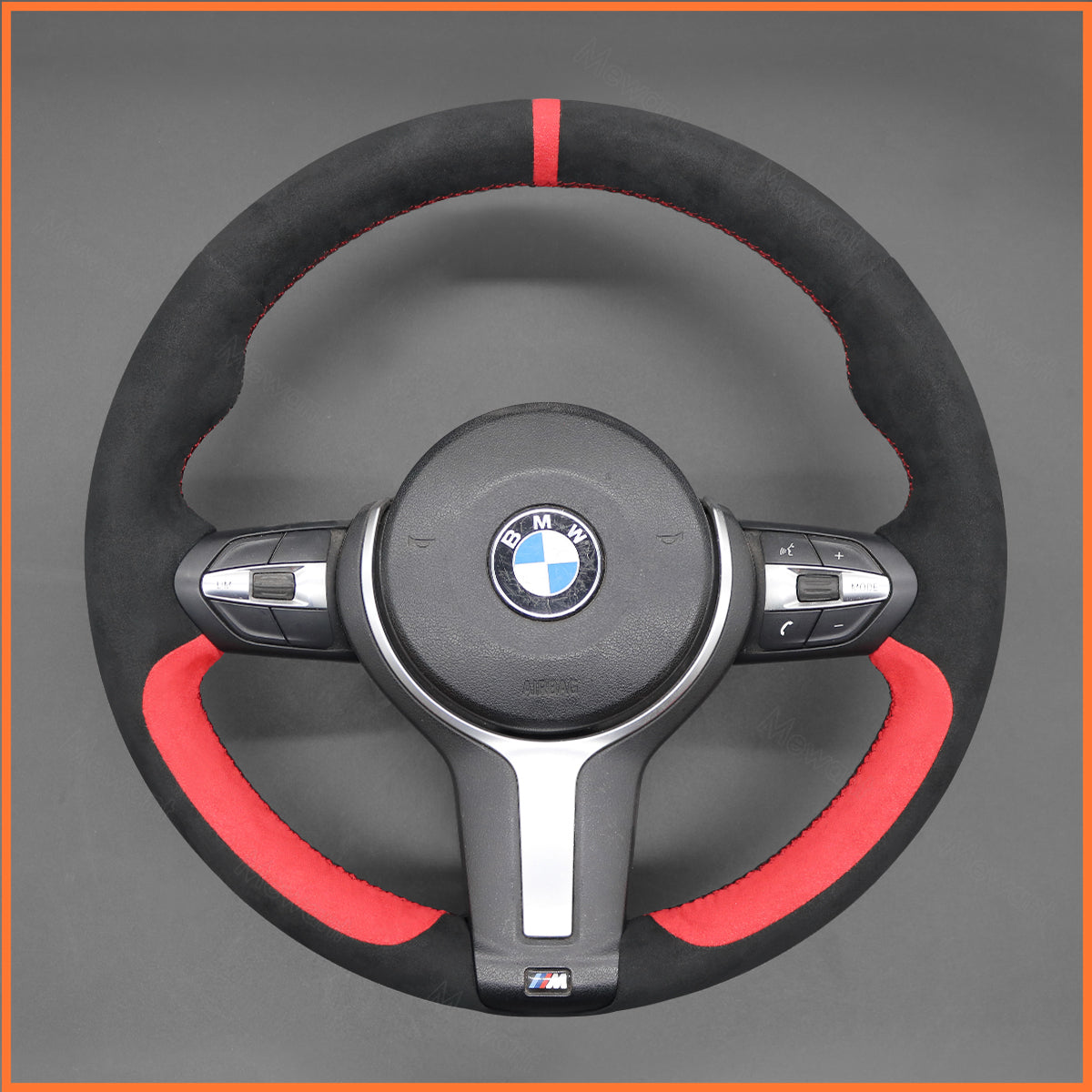 MEWANT Steering Wheel Cover for BMW F87 M2 F80 M3 F82 M4 M5 F12 F13 M6 F85 X2 X5 M F86 X6 M F33 F30 M Sport Hand-Stitched Car Steering Wrap