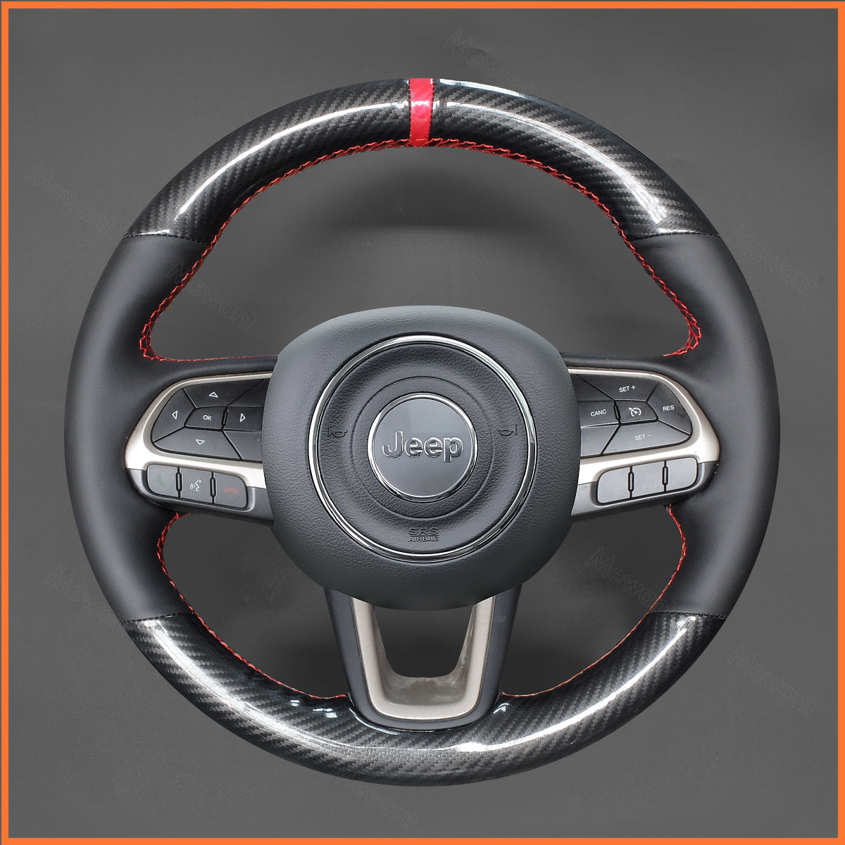 MEWANT steering wheel cover for Jeep Compass II(MP) 2017-2021 / Renegade (BU) 2014-2023