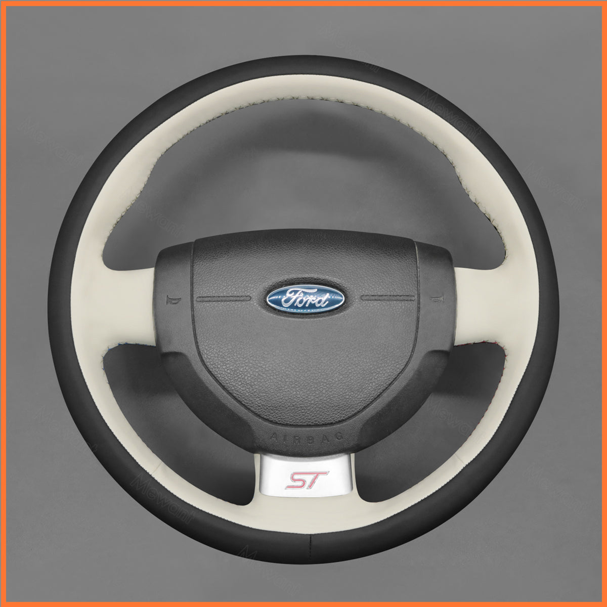 MEWANT Steering Wheel Cover for Fiesta MK6 ST RS 2002-2008 Fusion 2002-2012 Transit Connect 2002-2013