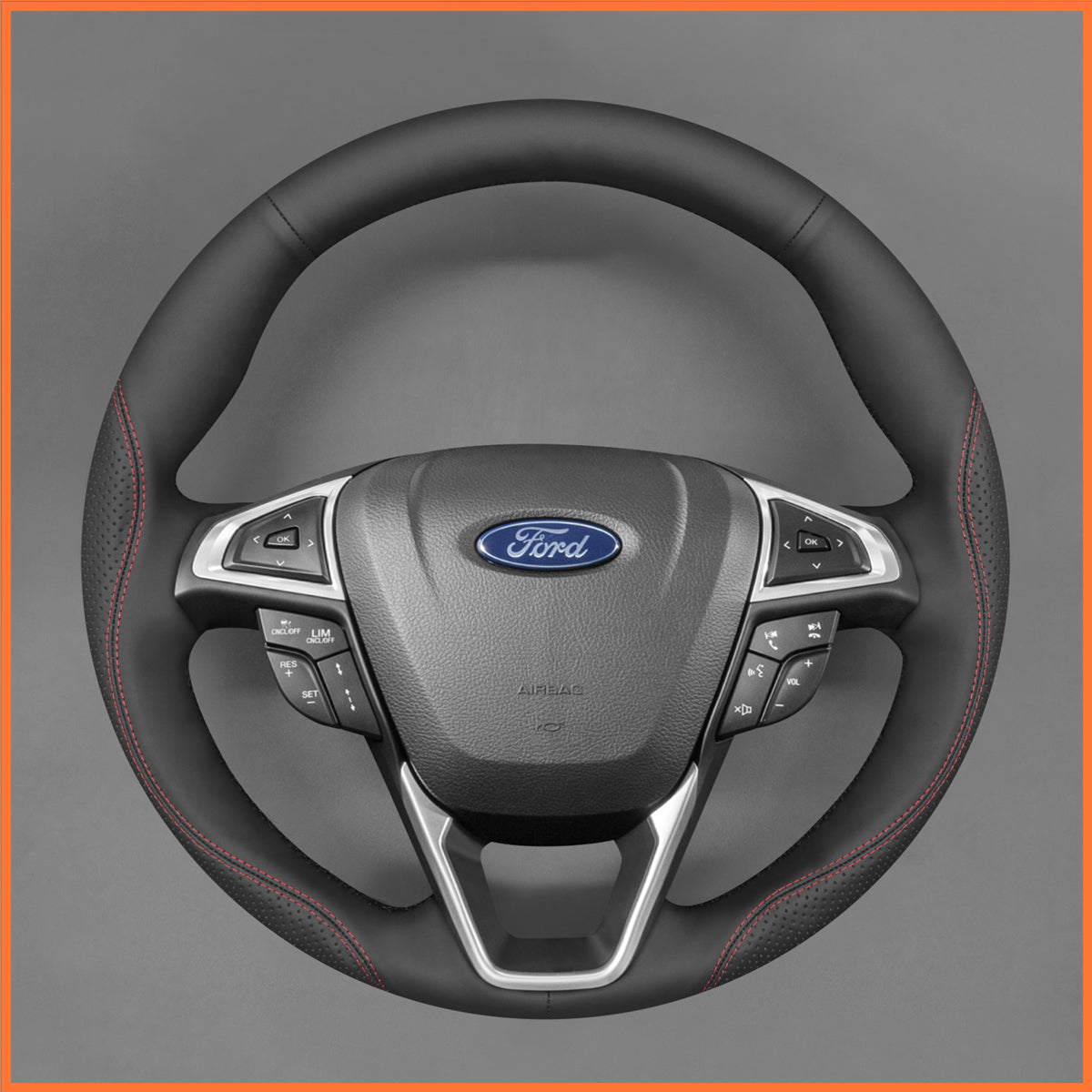 MEWANT Steering Wheel Cover for Ford Mondeo 2014-2022 / S-Max 2015-2024 / Edge 2015-2020 / Galaxy 2015-2023