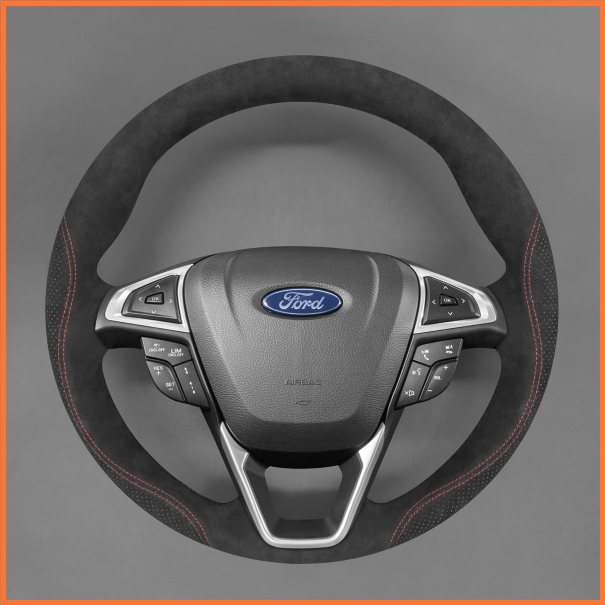 MEWANT Steering Wheel Cover for Ford Mondeo 2014-2022 / S-Max 2015-2024 / Edge 2015-2020 / Galaxy 2015-2023