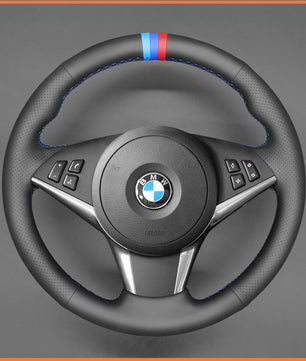 MEWANT steering wheel cover for BMW 5 Series E60 (Sedan) 2003-2009 / 5 Series E61 (Touring) / 6 Series E63 (Coupe) E64 (Convertible) 2004-2010