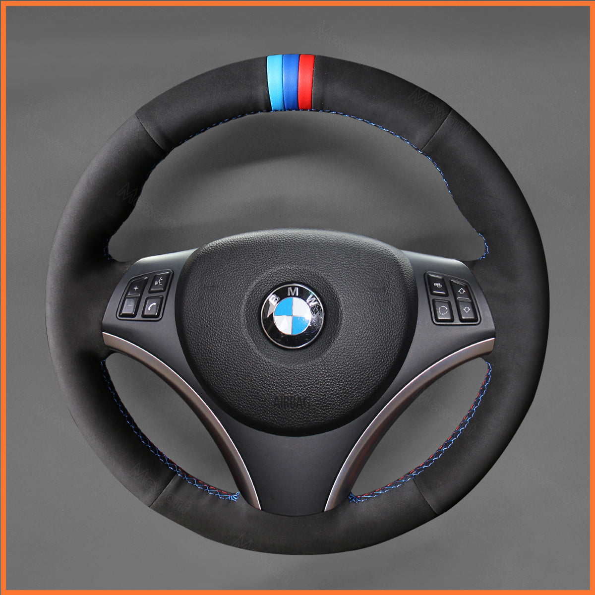 MEWANT steering wheel cover for BMW 1 Series E81 E82 E87 E88 2008-2012/3 Series E90 E91 E92 E93 2006-2011