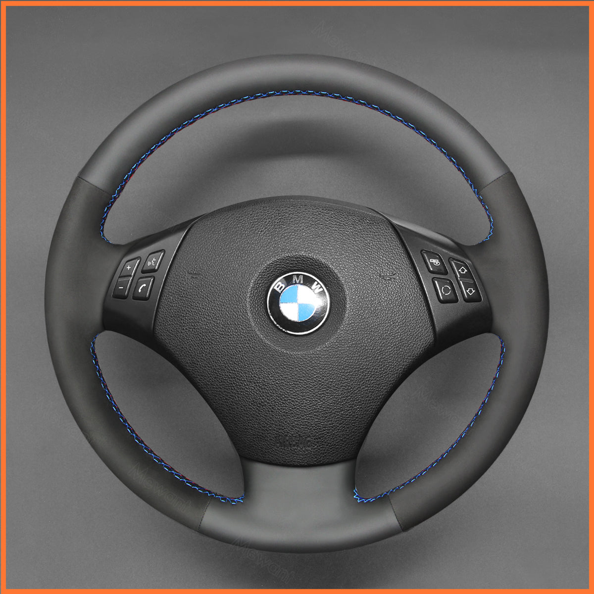 MEWANT steering wheel cover for BMW 5 Series E60 (Sedan) 2003-2009 / 5 Series E61 (Touring) 2004-2009