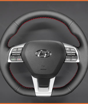 MEWANT Steering Wheel Cover for Hyundai Sonata (3-Spoke D Shape) 2015-2019
