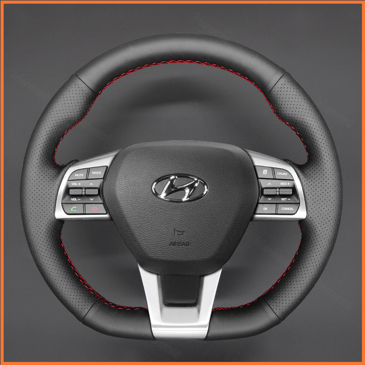 MEWANT Steering Wheel Cover for Hyundai Sonata (3-Spoke D Shape) 2015-2019