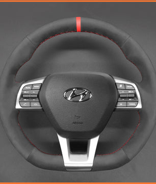MEWANT Steering Wheel Cover for Hyundai Sonata (3-Spoke D Shape) 2015-2019