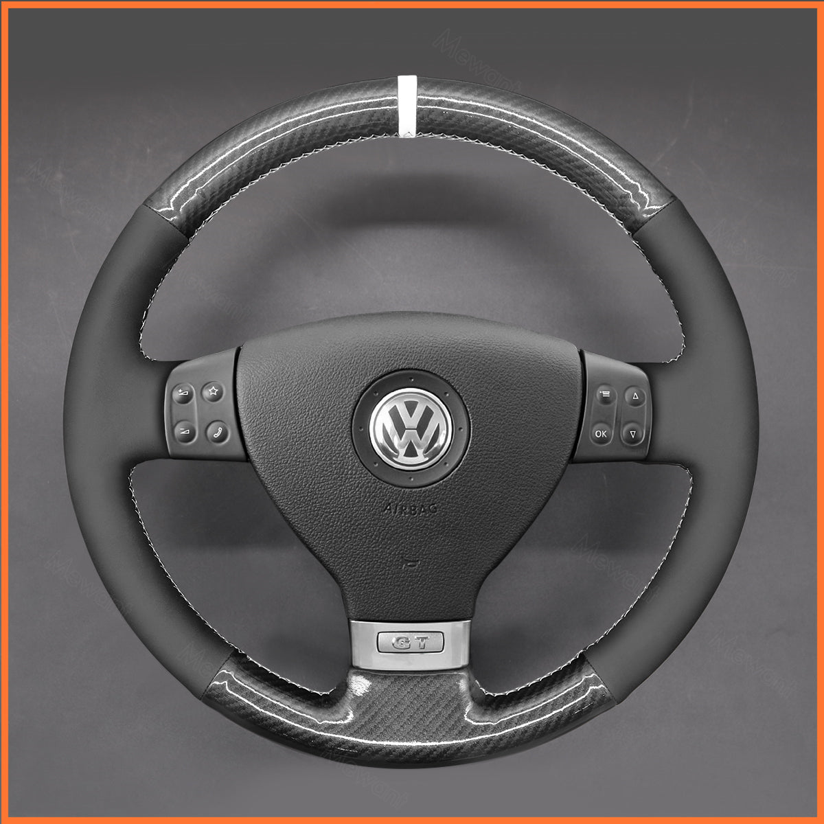 MEWANT steering wheel cover for VW Golf 5 (V) Golf Plus Polo Jetta Passat Tiguan Touran Caddy EOS