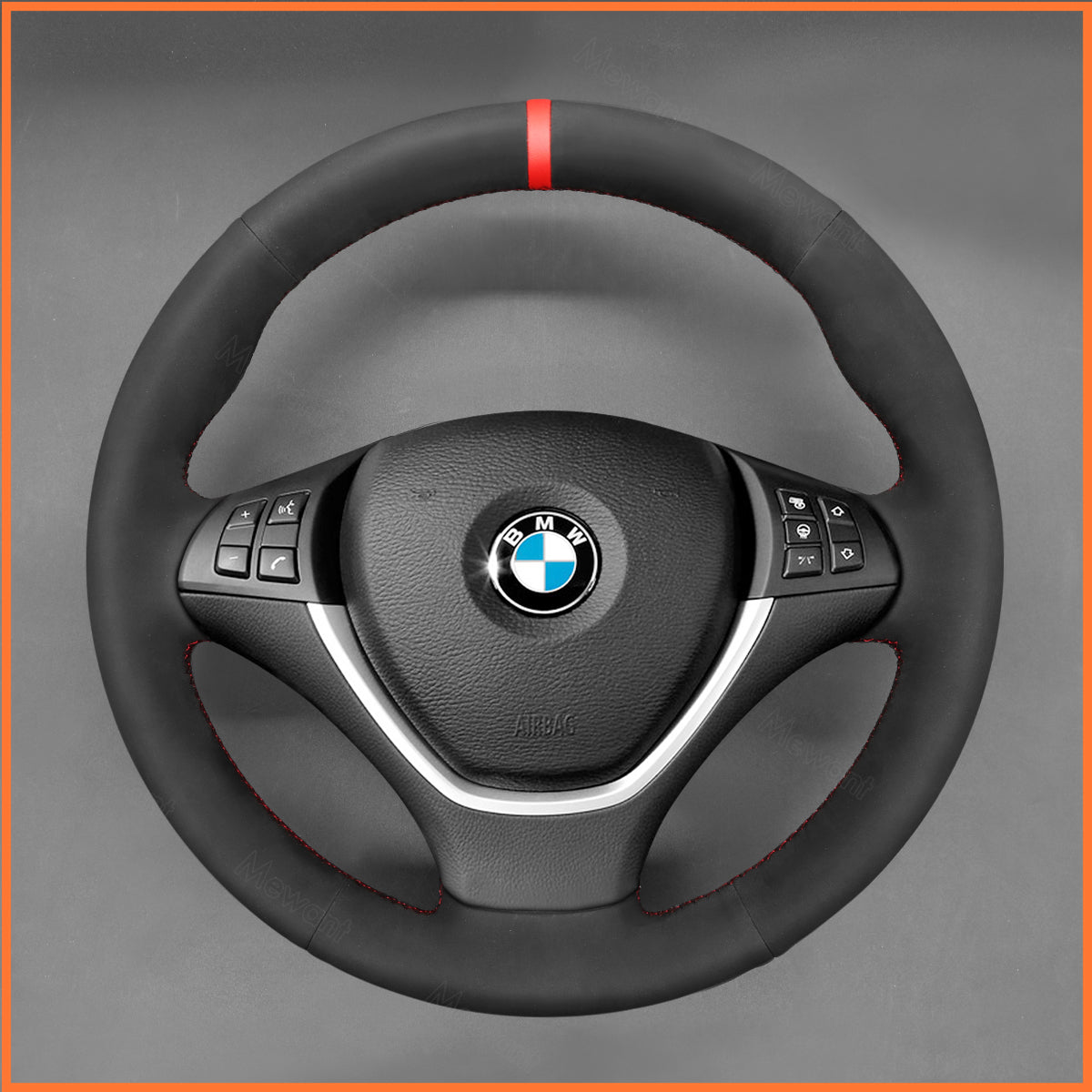 MEWANT steering wheel cover for BMW X5 E70 2006-2013 / X6 E71 2008-2014 / X6 E72 (ActiveHybrid X6) 2009-2010