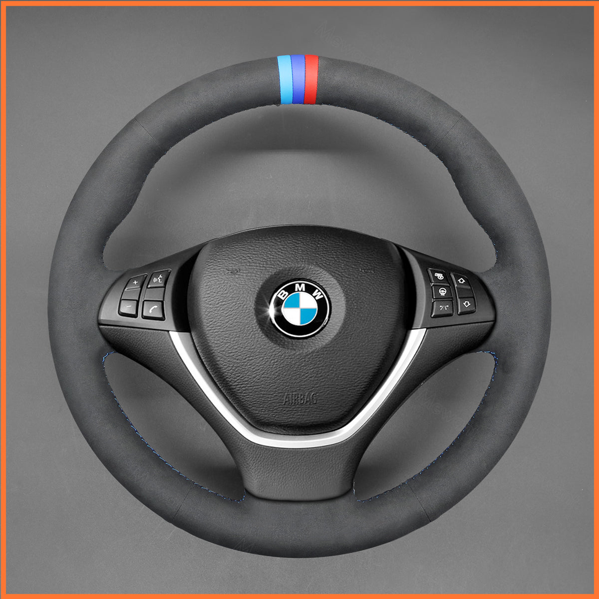MEWANT steering wheel cover for BMW X5 E70 2006-2013 / X6 E71 2008-2014 / X6 E72 (ActiveHybrid X6) 2009-2010