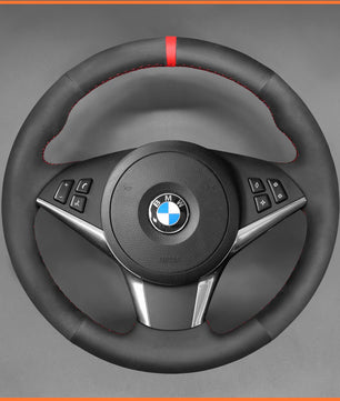 MEWANT steering wheel cover for BMW 5 Series E60 (Sedan) 2003-2009 / 5 Series E61 (Touring) / 6 Series E63 (Coupe) E64 (Convertible) 2004-2010
