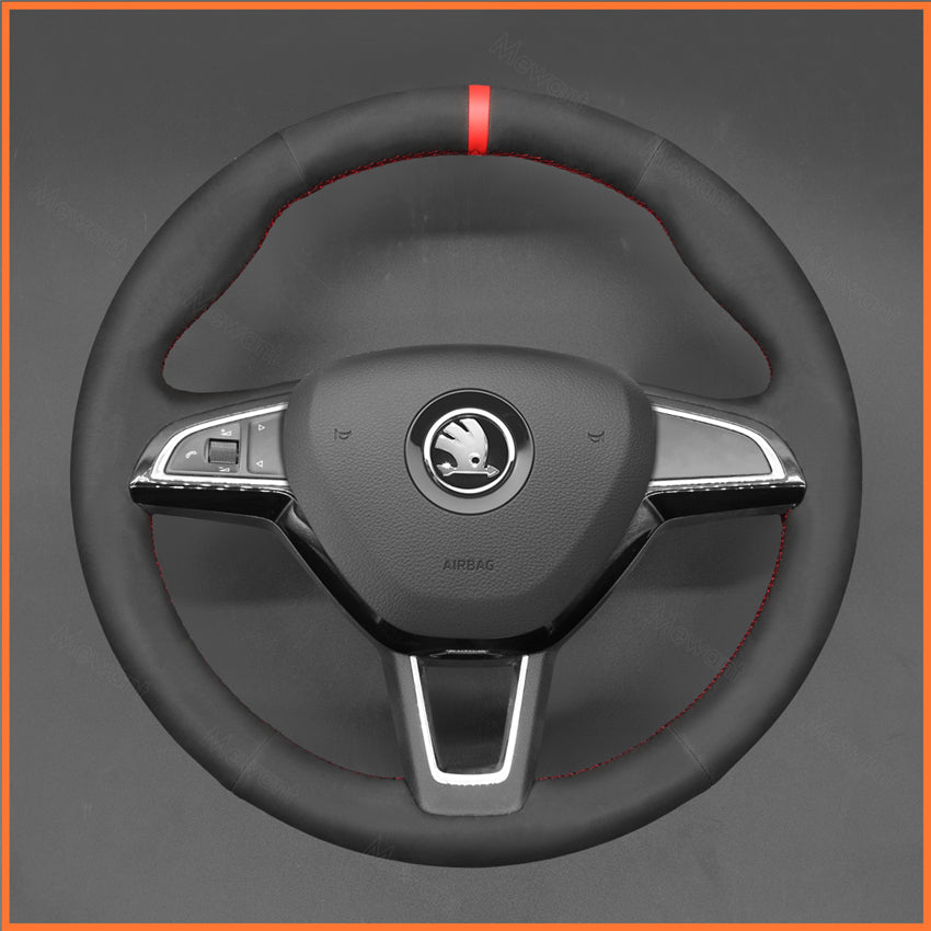 MEWANT steering wheel cover for Skoda Citigo 2 Fabia Karoq Roomster Rapid Octavia Superb Yeti Kodiaq Scala