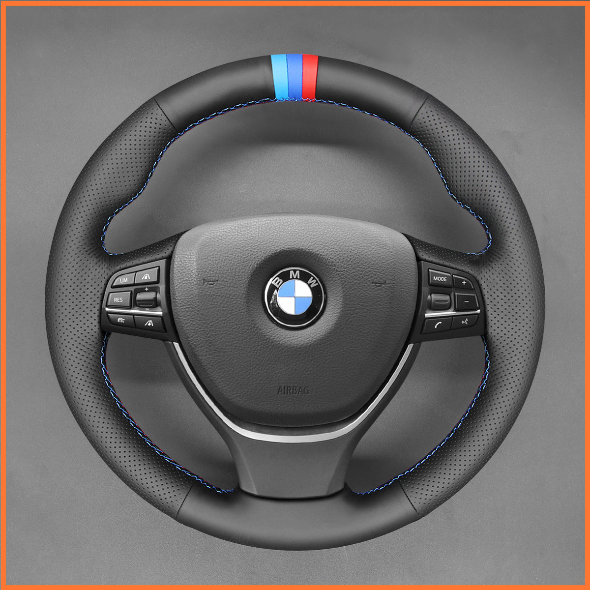 MEWANT steering wheel cover for BMW 5 Series F10 F11 F07 6 Series F12 F13 F06 2011-2017 / 7 Series F01 F02 2008-2015
