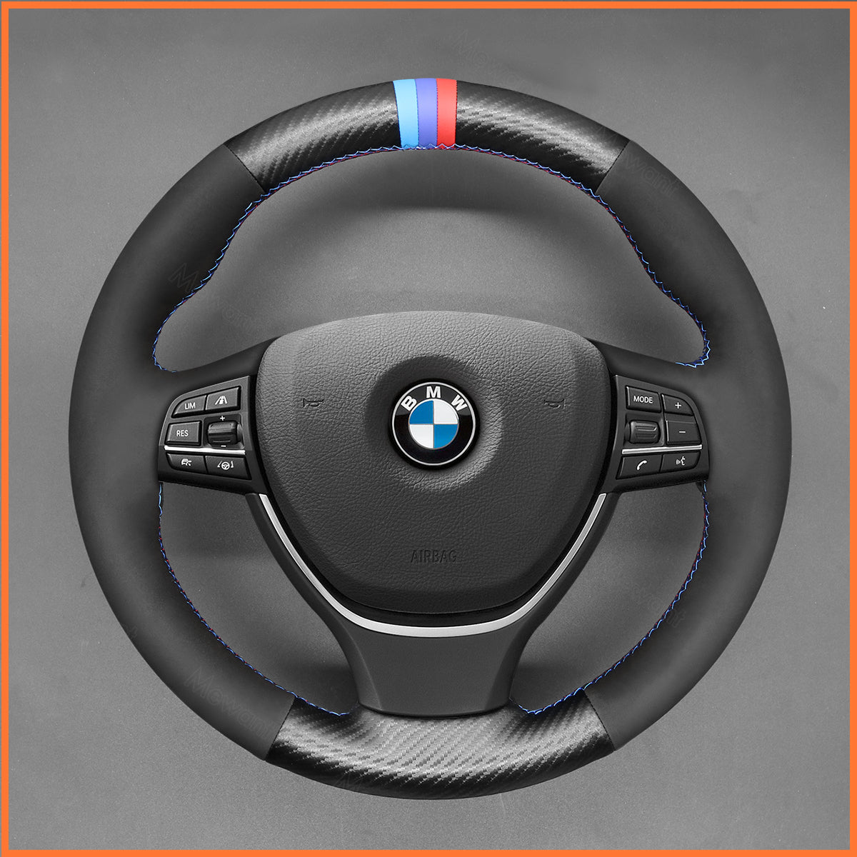 MEWANT steering wheel cover for BMW 5 Series F10 F11 F07 6 Series F12 F13 F06 2011-2017 / 7 Series F01 F02 2008-2015