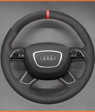 MEWANT steering wheel cover for Audi A4 (B8) 2013-2016 / A6 (C7) 2012-2014 / A7 2012-2013 / A8 A8 L 2011-2018 / Allroad 2013-2014 / Q5 2013-2017 / Q7 2012-2015