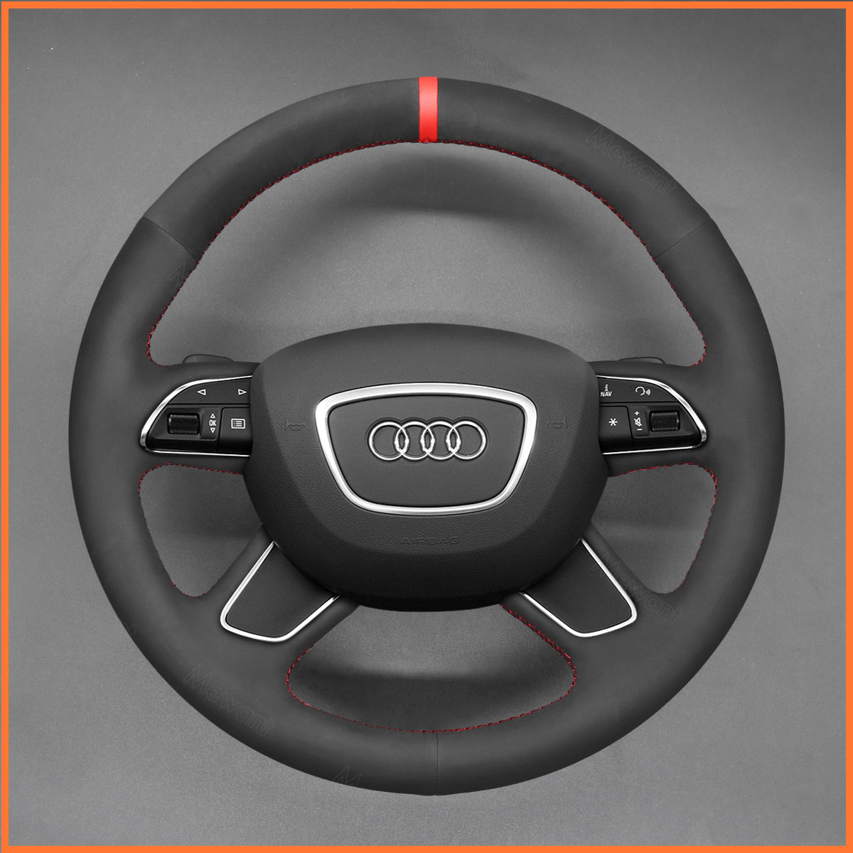 MEWANT steering wheel cover for Audi A4 (B8) 2013-2016 / A6 (C7) 2012-2014 / A7 2012-2013 / A8 A8 L 2011-2018 / Allroad 2013-2014 / Q5 2013-2017 / Q7 2012-2015