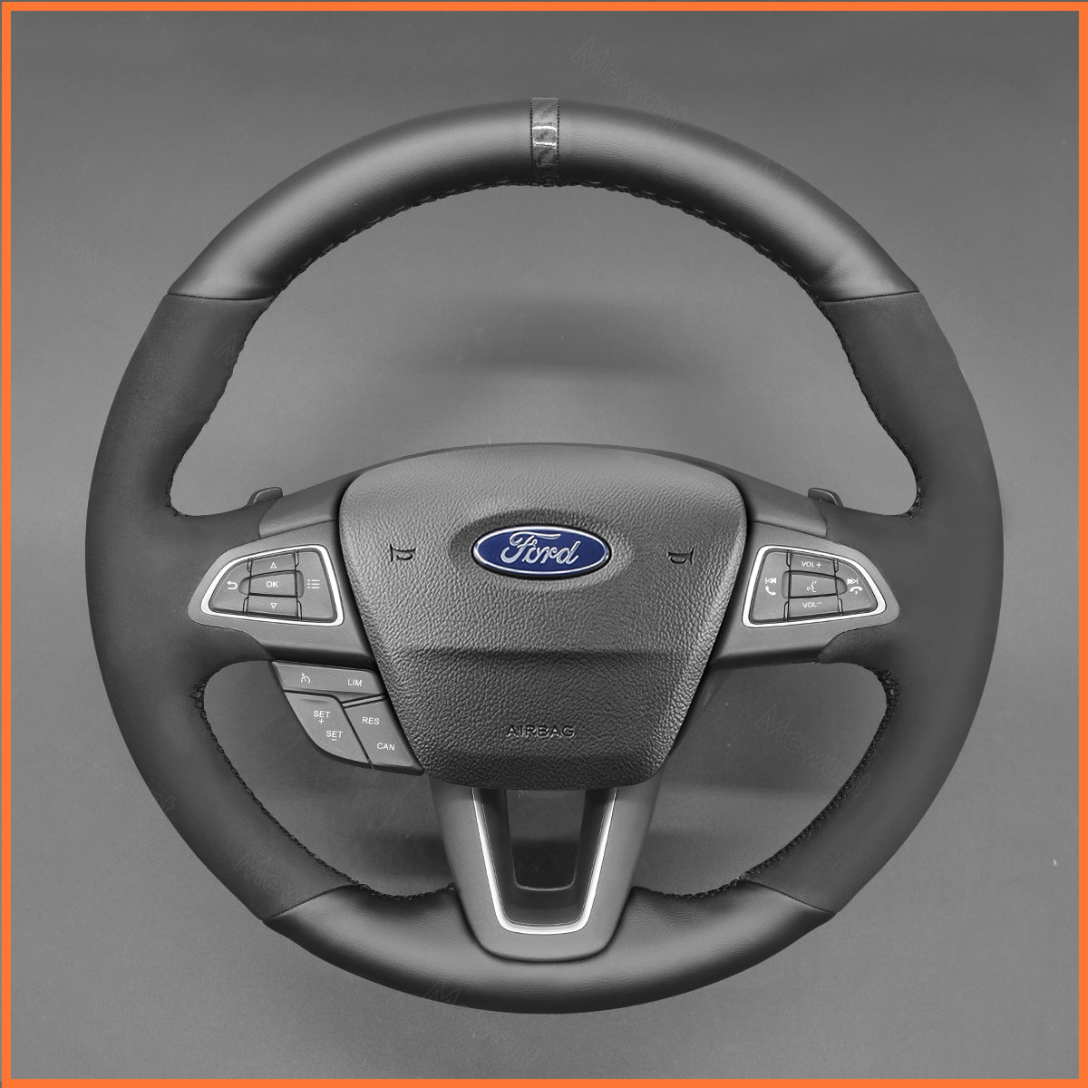 MEWANT Steering Wheel Cover for Ford Focus III 2015-2018 / Ecosport 2017-2023 / C-MAX 2015-2020 / Grand C-Max 2015-2019 / Kuga 2016-2019