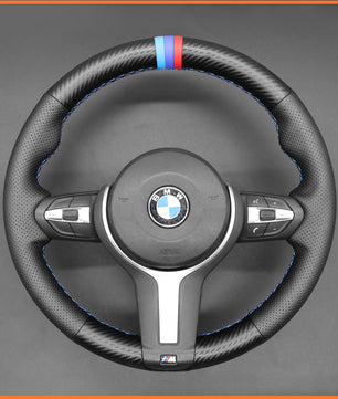 MEWANT Steering Wheel Cover for BMW F87 M2 F80 M3 F82 M4 M5 F12 F13 M6 F85 X2 X5 M F86 X6 M F33 F30 M Sport Hand-Stitched Car Steering Wrap
