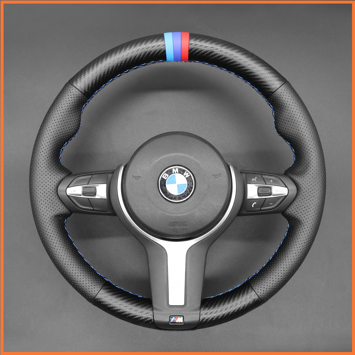 MEWANT Steering Wheel Cover for BMW F87 M2 F80 M3 F82 M4 M5 F12 F13 M6 F85 X2 X5 M F86 X6 M F33 F30 M Sport Hand-Stitched Car Steering Wrap