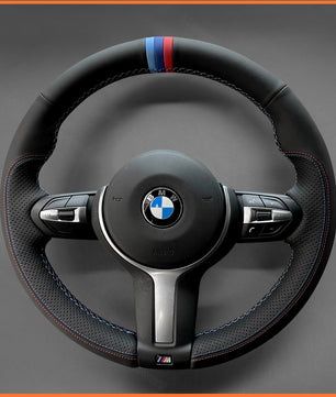 MEWANT Steering Wheel Cover for BMW F87 M2 F80 M3 F82 M4 M5 F12 F13 M6 F85 X2 X5 M F86 X6 M F33 F30 M Sport Hand-Stitched Car Steering Wrap