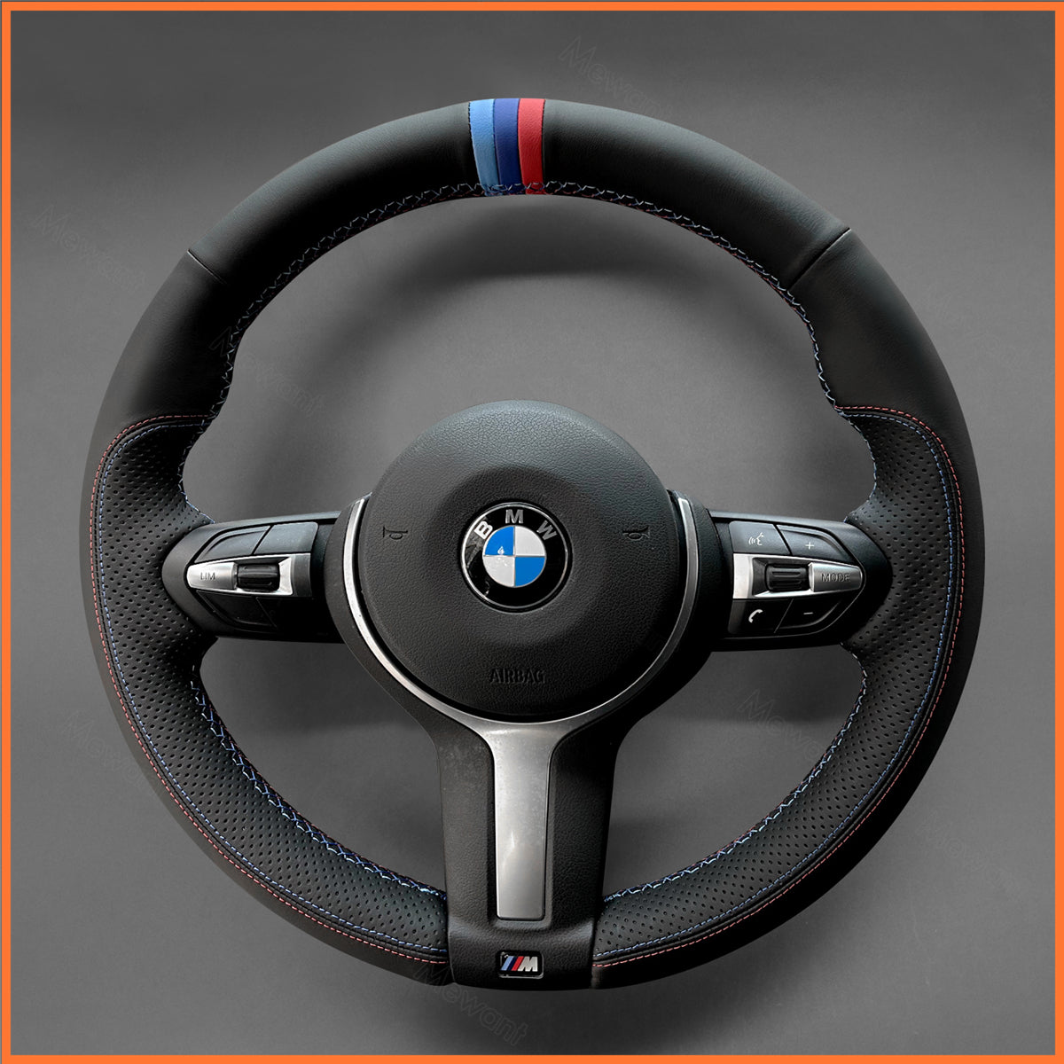 MEWANT Steering Wheel Cover for BMW F87 M2 F80 M3 F82 M4 M5 F12 F13 M6 F85 X2 X5 M F86 X6 M F33 F30 M Sport Hand-Stitched Car Steering Wrap