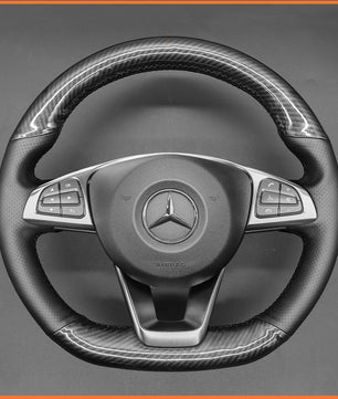 MEWANT Steering Wheel Cover for C-Class W205 / AMG C43 / CLA-Class C117 / AMG GLA 45 X156 / CLS-Class C218 2015-2018