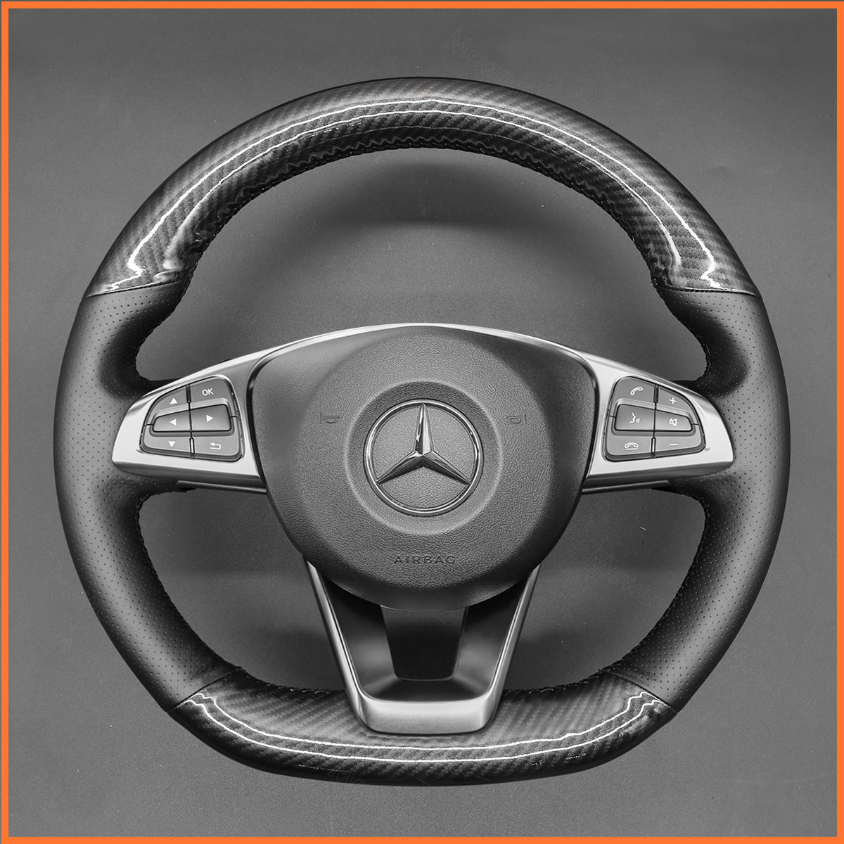 MEWANT Steering Wheel Cover for C-Class W205 / AMG C43 / CLA-Class C117 / AMG GLA 45 X156 / CLS-Class C218 2015-2018