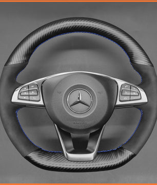 MEWANT Steering Wheel Cover for C-Class W205 / AMG C43 / CLA-Class C117 / AMG GLA 45 X156 / CLS-Class C218 2015-2018
