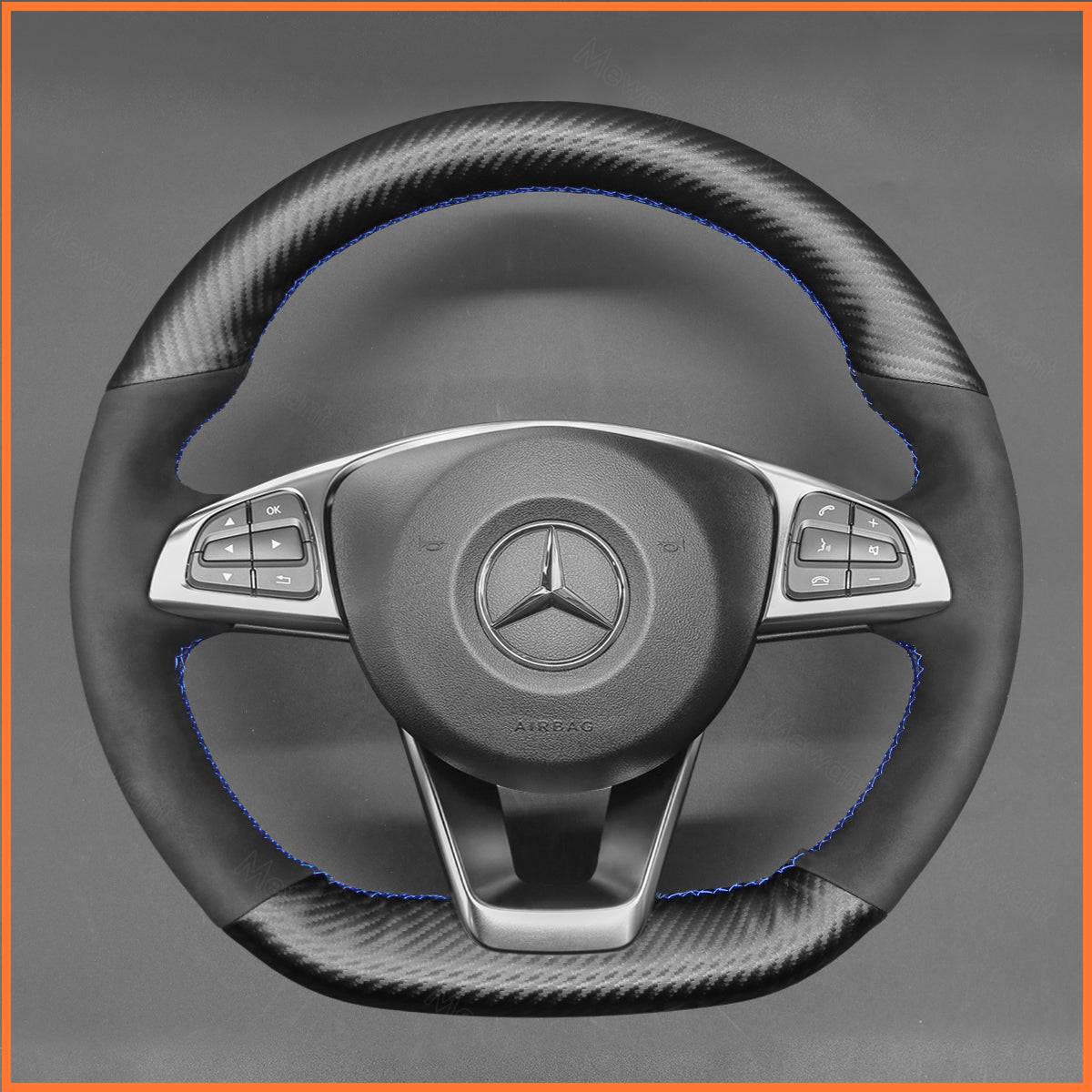 MEWANT Steering Wheel Cover for C-Class W205 / AMG C43 / CLA-Class C117 / AMG GLA 45 X156 / CLS-Class C218 2015-2018