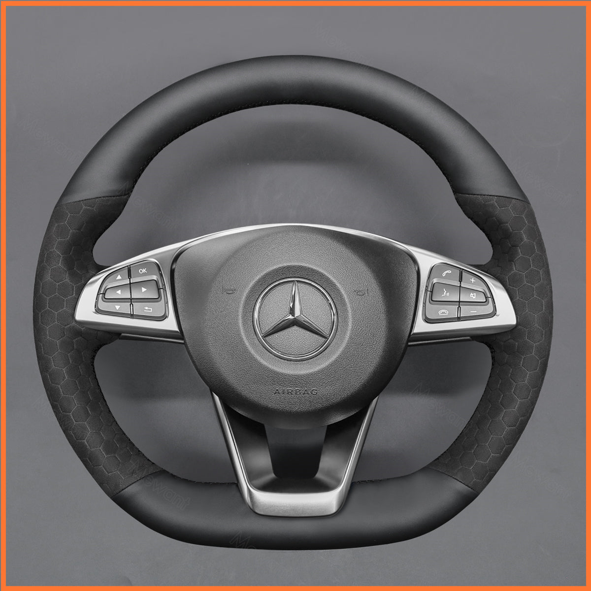 MEWANT Steering Wheel Cover for C-Class W205 / AMG C43 / CLA-Class C117 / AMG GLA 45 X156 / CLS-Class C218 2015-2018