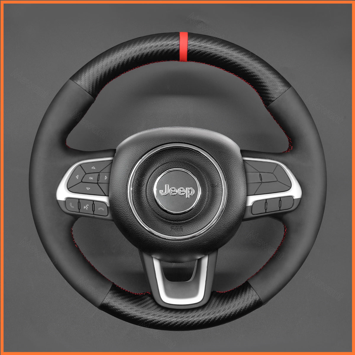 MEWANT steering wheel cover for Jeep Compass II(MP) 2017-2021 / Renegade (BU) 2014-2023