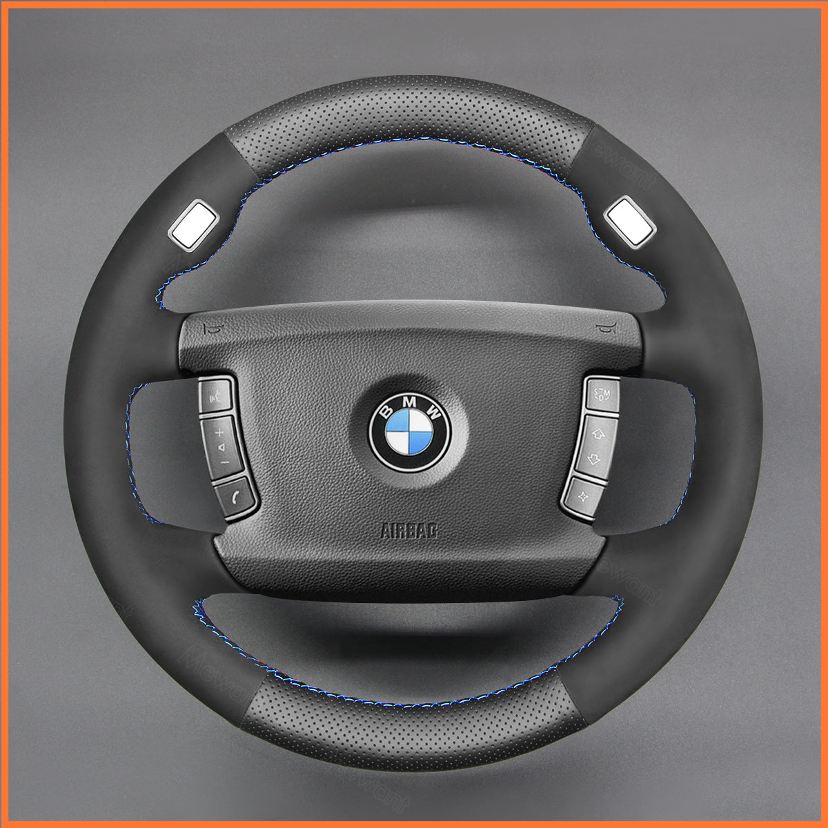 MEWANT steering wheel cover for BMW 7 Series E65 (Sedan) 2001-2008 / 7 Series E66 (Long Wheelbase Sedan) 2001-2008