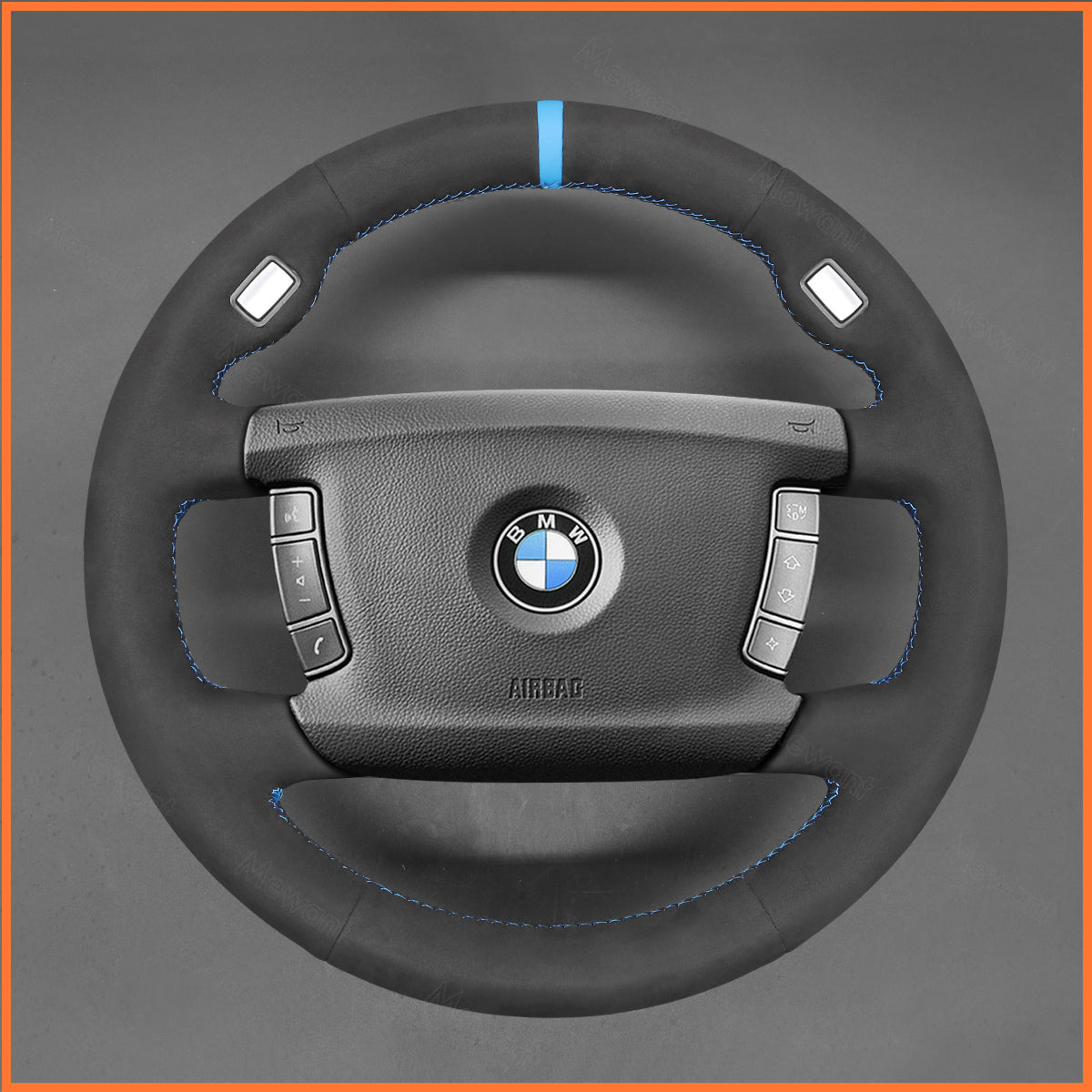 MEWANT steering wheel cover for BMW 7 Series E65 (Sedan) 2001-2008 / 7 Series E66 (Long Wheelbase Sedan) 2001-2008