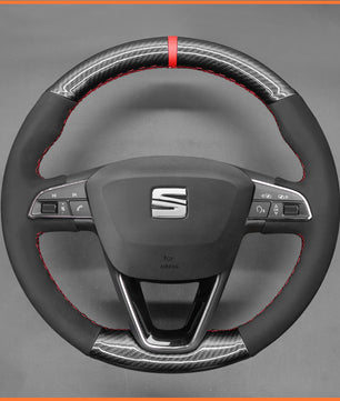 MEWANT Lenkradbezug für SEAT Leon (5F) 2013-2020 / Ibiza (6F) 2015-2021 / Alhambra (7N) 2015-2022 / Arona 2017-2021 / Ateca 2016-2020 / Tarraco 2018-2020 / Toledo 2014-2019