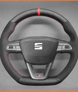 MEWANT Lenkradbezug für SEAT Leon 5F (FR|CUPRA) 2013-2020 / Ibiza 6F (FR|CUPRA) 2015-2021 / Alhambra (FR Line) 2015-2022 / Arona (FR Line) 2017-2021 / Ateca (FR-Line) 2016-2020 / Toledo FR 2014-2019 CUPRA Ateca 2018-2020