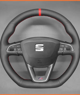 MEWANT Lenkradbezug für SEAT Leon 5F (FR|CUPRA) 2013-2020 / Ibiza 6F (FR|CUPRA) 2015-2021 / Alhambra (FR Line) 2015-2022 / Arona (FR Line) 2017-2021 / Ateca (FR-Line) 2016-2020 / Toledo FR 2014-2019 CUPRA Ateca 2018-2020