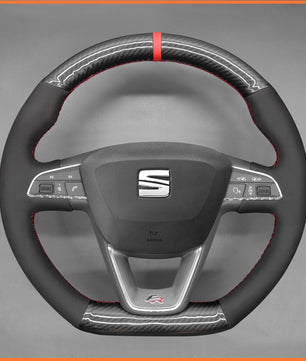 MEWANT Lenkradbezug für SEAT Leon 5F (FR|CUPRA) 2013-2020 / Ibiza 6F (FR|CUPRA) 2015-2021 / Alhambra (FR Line) 2015-2022 / Arona (FR Line) 2017-2021 / Ateca (FR-Line) 2016-2020 / Toledo FR 2014-2019 CUPRA Ateca 2018-2020
