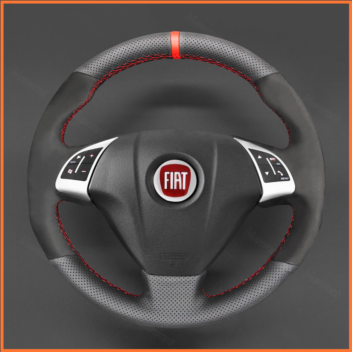 MEWANT Steering Wheel Cover for Fiat Punto 2007-2019 / Bravo 2007-2019 / Linea 2007-2019 / Qubo 2008-2015 / Doblo 2010-2014 / Grande Punto 2005-2019 /