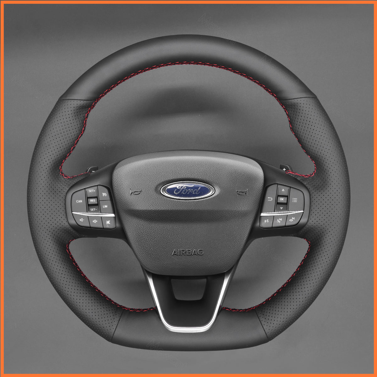 MEWANT steering wheel cover for Ford Focus ST-Line / Focus ST / Kuga ST-Line / Puma ST-Line / Puma ST / Fiesta ST-Line / Fiesta ST