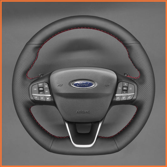 MEWANT steering wheel cover for Ford Focus ST-Line / Focus ST / Kuga ST-Line / Puma ST-Line / Puma ST / Fiesta ST-Line / Fiesta ST