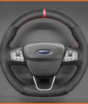 MEWANT steering wheel cover for Ford Focus ST-Line / Focus ST / Kuga ST-Line / Puma ST-Line / Puma ST / Fiesta ST-Line / Fiesta ST