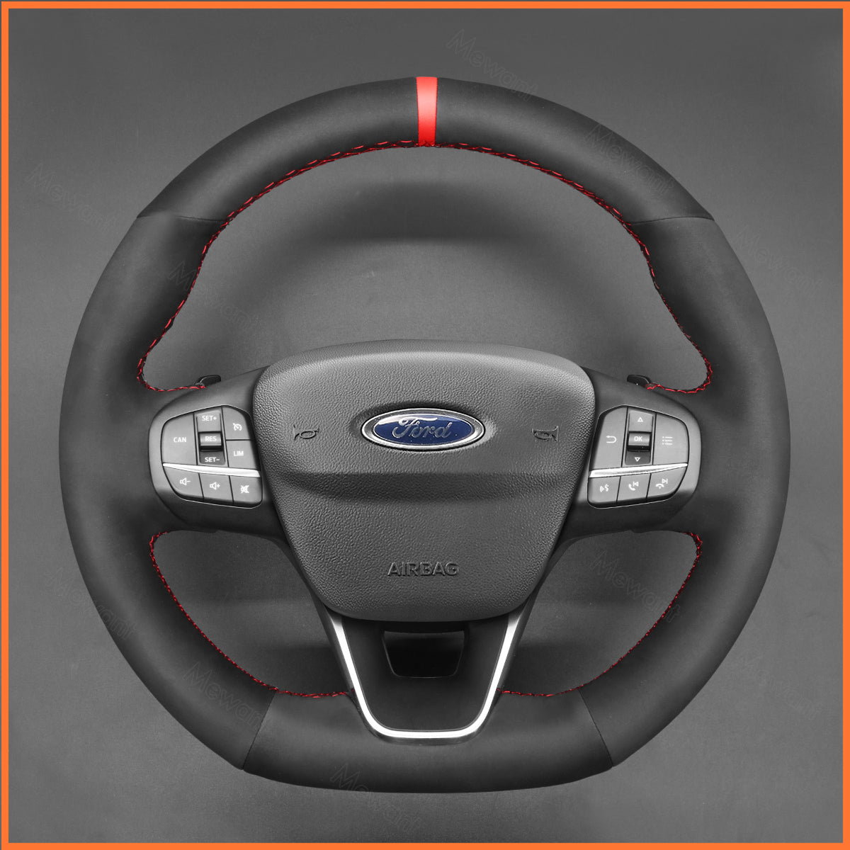 MEWANT steering wheel cover for Ford Focus ST-Line / Focus ST / Kuga ST-Line / Puma ST-Line / Puma ST / Fiesta ST-Line / Fiesta ST