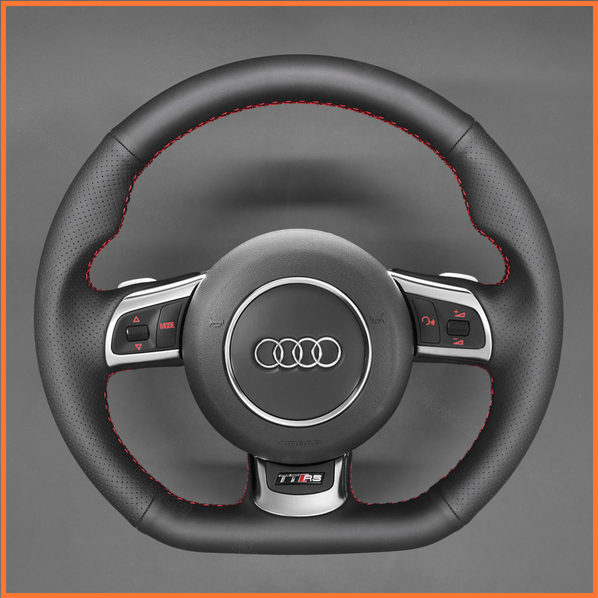 MEWANT steering wheel cover for Audi TT RS (8J) Coupe / Cabriolet 2009-2014 / R8 (42) Coupe / R8 Cabriolet 2010-2015 / RS 6 (C6) Saloon / RS 6 Avant 2008-2010